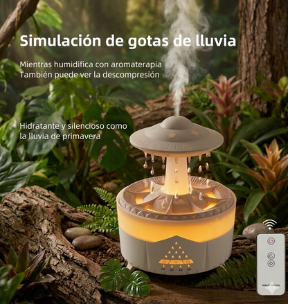 Humidificador de nubes de lluvia Goteo de agua con humidificador de gotas de lluvia remoto Difusor de nubes de lluvia Humidificador de aire de hongo con lámpara de lluvia