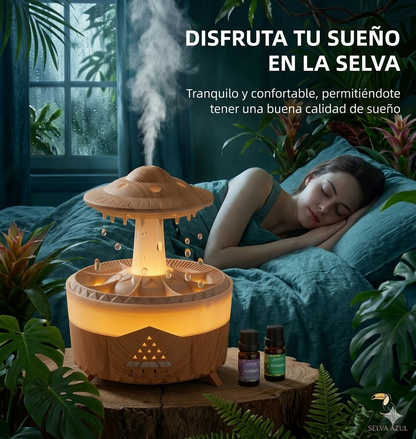 Humidificador de nubes de lluvia Goteo de agua con humidificador de gotas de lluvia remoto Difusor de nubes de lluvia Humidificador de aire de hongo con lámpara de lluvia
