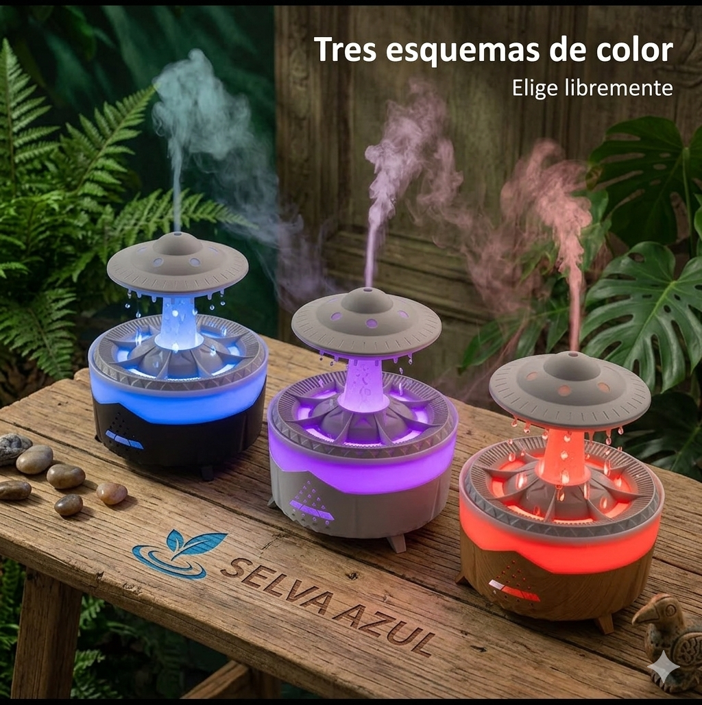 Humidificador de nubes de lluvia Goteo de agua con humidificador de gotas de lluvia remoto Difusor de nubes de lluvia Humidificador de aire de hongo con lámpara de lluvia