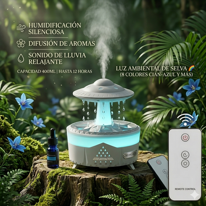 Humidificador de nubes de lluvia Goteo de agua con humidificador de gotas de lluvia remoto Difusor de nubes de lluvia Humidificador de aire de hongo con lámpara de lluvia