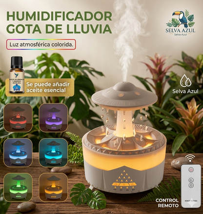 Humidificador de nubes de lluvia Goteo de agua con humidificador de gotas de lluvia remoto Difusor de nubes de lluvia Humidificador de aire de hongo con lámpara de lluvia